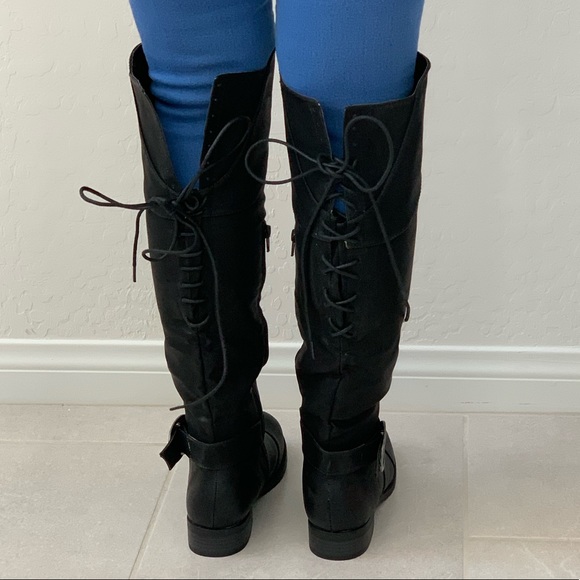 NIB Black Lace Up Back Over the Knee Boots - Picture 7 of 7